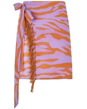 The Attico Zebra-Print Tassel-Trimmed Mini Skirt - Red