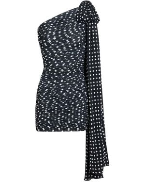 Patou Polka-Dot Asymmetric Mini Dress - Blue