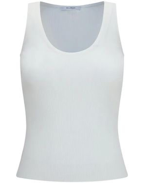 Max Mara Ribbed-Knit Scoop-Neck Tank Top - Gray