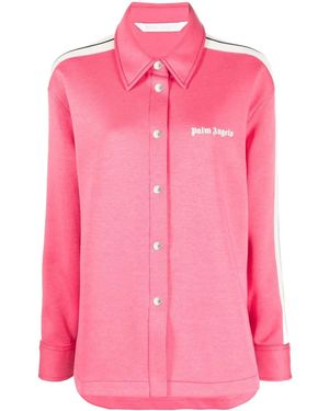 Palm Angels Logo-Print Striped Shirt - Pink