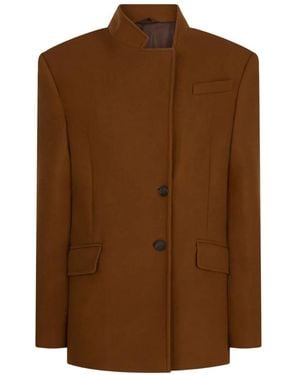 The Attico Single-Breasted Coat - Brown