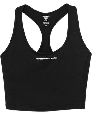 Sporty & Rich Logo-Print Racerback Tank Top - Black