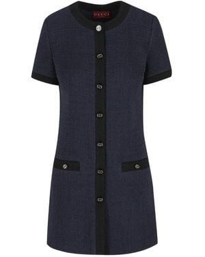 Gucci Buttoned Mini Dress - Blue