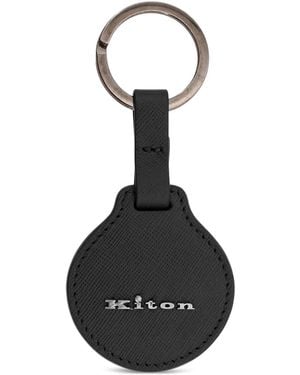 Kiton Leather Circular Keyring - Black