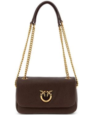 Pinko Love Birds Leather Shoulder Bag - White