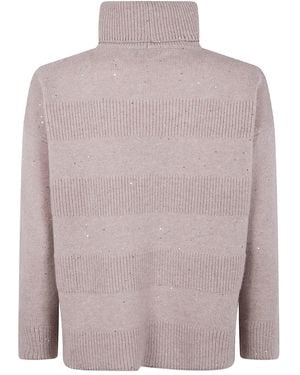 D.exterior Roll-Neck Sequin-Detailed Sweater - Pink
