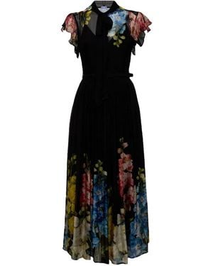 LEO LIN Vestido Midi Grace Con Motivo Floral - Negro