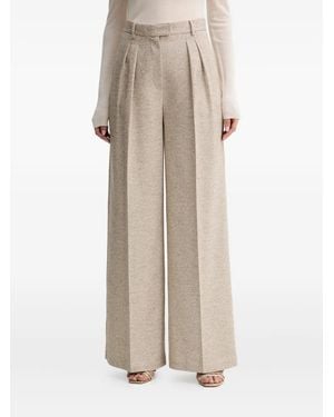 SIMONA CORSELLINI Pleated Herringbone Trousers - Natural