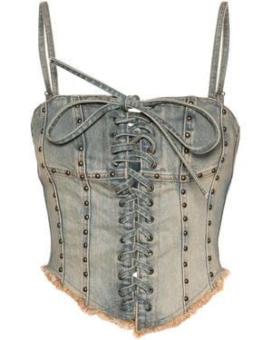 MISBHV Lara Denim Cropped Top - Grey