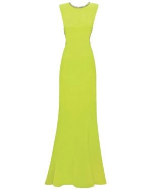 Gemy Maalouf Embellished Open-Back Maxi Dress - Green