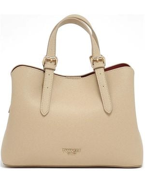 Twinset Sac Cabas À Boucles Et Fini Grainé - Natural