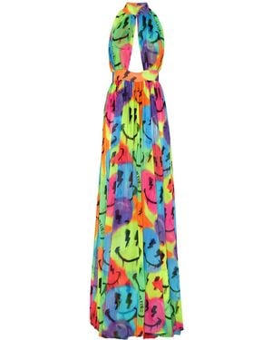Philipp Plein Smile Chiffon Maxi Dress - White