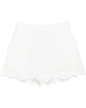 MC2 Saint Barth Broderie-Anglaise Scalloped-Hem Shorts - White