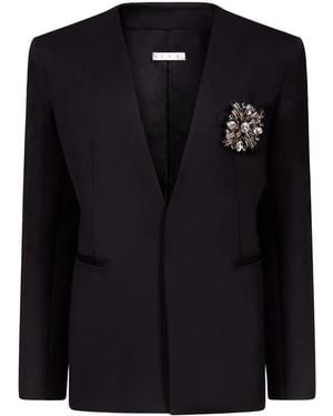 Area Blazer Senza Colletto Con Spilla - Nero