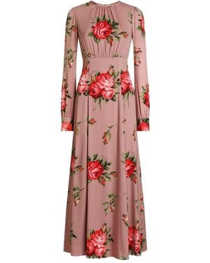 Dolce & Gabbana フローラル ロングスリーブ ドレス - レッド