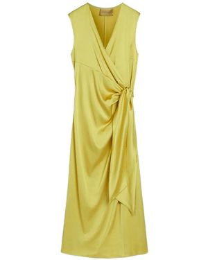 Momoní Roca Draped Satin Midi Dress - Green
