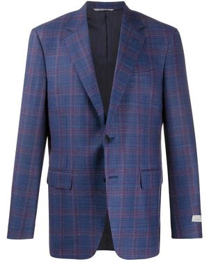 Canali チェック シングルジャケット - ブルー