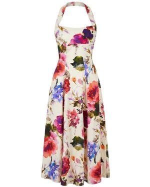 Nicholas Elisabeth Floral-Print Halterneck Dress - White