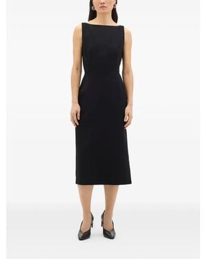 Another Tomorrow Doppio Boat-Neck Midi Dress - Black