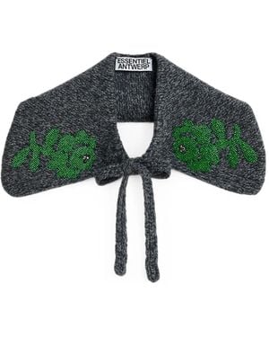 Essentiel Antwerp Bead-Embellished Floral-Motif Collar - Green