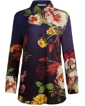 Alice + Olivia Chemise Finely À Fleurs - Bleu