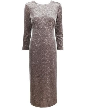 Peserico Sequin-Embellished Velvet Midi Dress - Grey