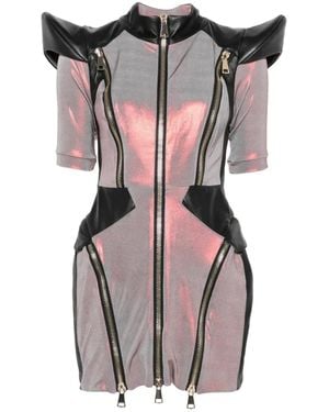 MITILIANE COUTURE Vestido Corto Con Efecto Holográfico Y Cremallera - Gris