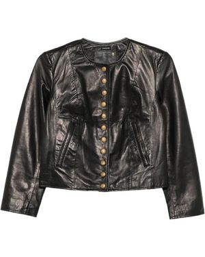 R13 Button-Up Leather Jacket - Black
