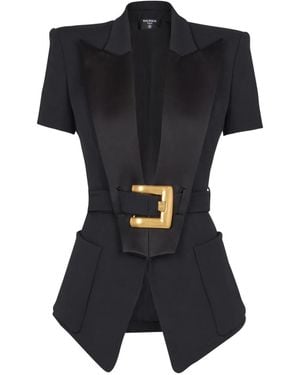 Balmain Blazer À Taille Ceinturée - Black