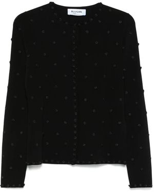 Blugirl Blumarine Set Cardigan E Top Con Applicazione A Fiori - Nero