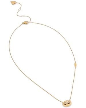 Guess Marina Crystal-Embellished Oval-Pendant Necklace - White