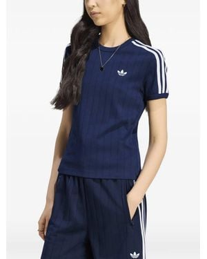 adidas Short-Sleeve, Fitted Striped T-Shirt - Blue