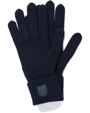 Parajumpers Ribbed Logo-Patch Gloves - Blue