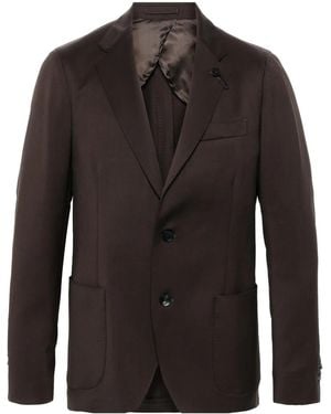 Lardini Brooch-Logo Appliqué Blazer - Black