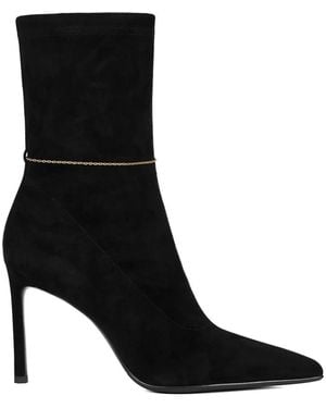 POTAMY Chain Detail Suede Boots - Black