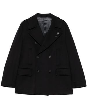 Lardini Double-Breasted Pea Coat - Black