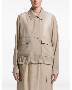 Peserico Sheer-Panelled Pocket-Detail Jacket - Natural