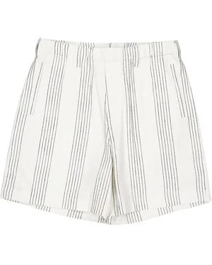 Homme by Michele Rossi Striped Texture Shorts - White