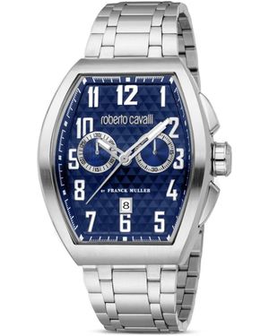 Roberto Cavalli 43Mm Chronograph-Armbanduhr Mit Tonneau-Gehäuse - Blau