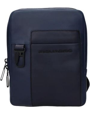Piquadro Leather Messenger Bag - Blue