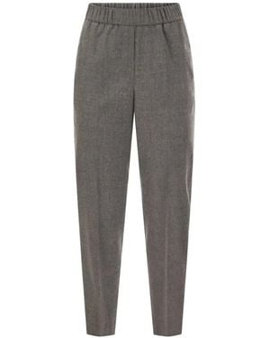 Peserico Elasticated-Waistband Tapered Trousers - Grey