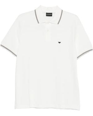 Emporio Armani Logo Cotton Polo Shirt - White