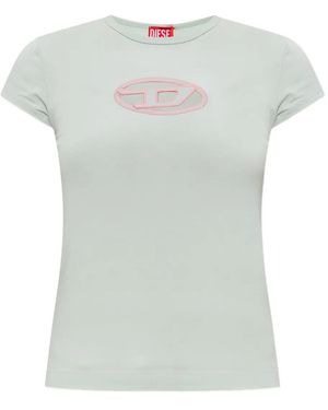 DIESEL Logo-Detail Cut-Out T-Shirt - Grey