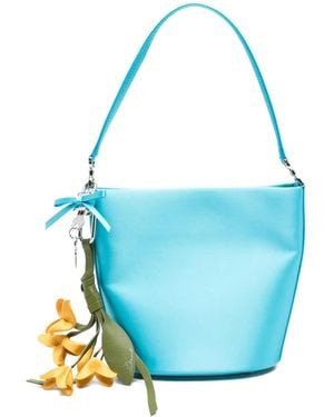 Self-Portrait Bolso Bombonera Con Charm Floral - Azul