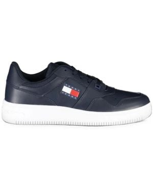 Tommy Hilfiger Logo-Patch Leather Trainers - Blue