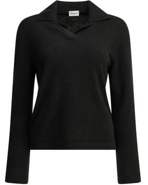 Semler Kaschmirpullover Mit Poloshirtkragen - Schwarz