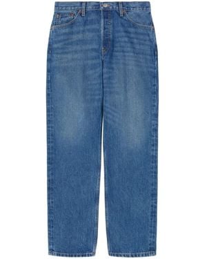 RE/DONE Contrast-Stitching Cotton Straight-Leg Jeans - Blue