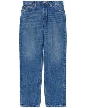 RE/DONE Contrast-Stitching Cotton Straight-Leg Jeans - Blue
