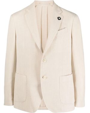Lardini Woven Single-Breasted Blazer - Natural