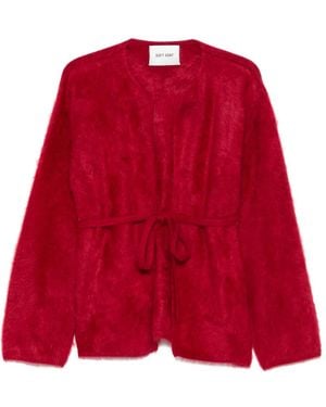 Soft Goat Brushed Cardigan - Red
